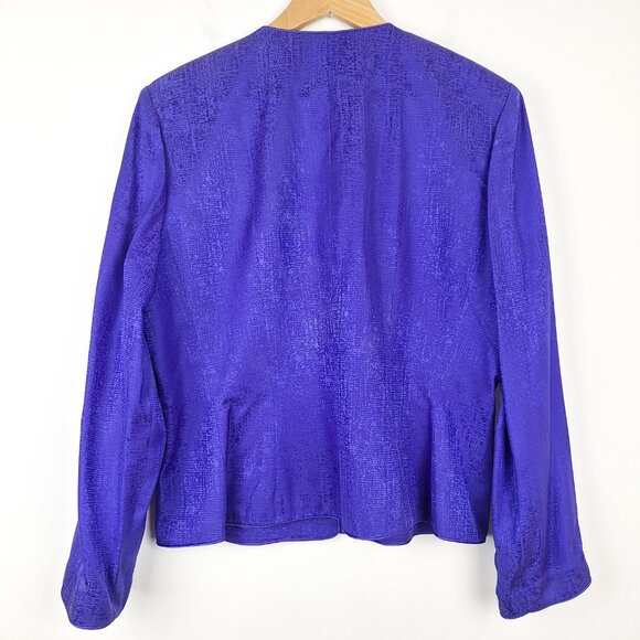 Silk Top & Skirt Suit Set, Size 14. Purple Embroidered Lined Adrianna Papell - Picture 3 of 16